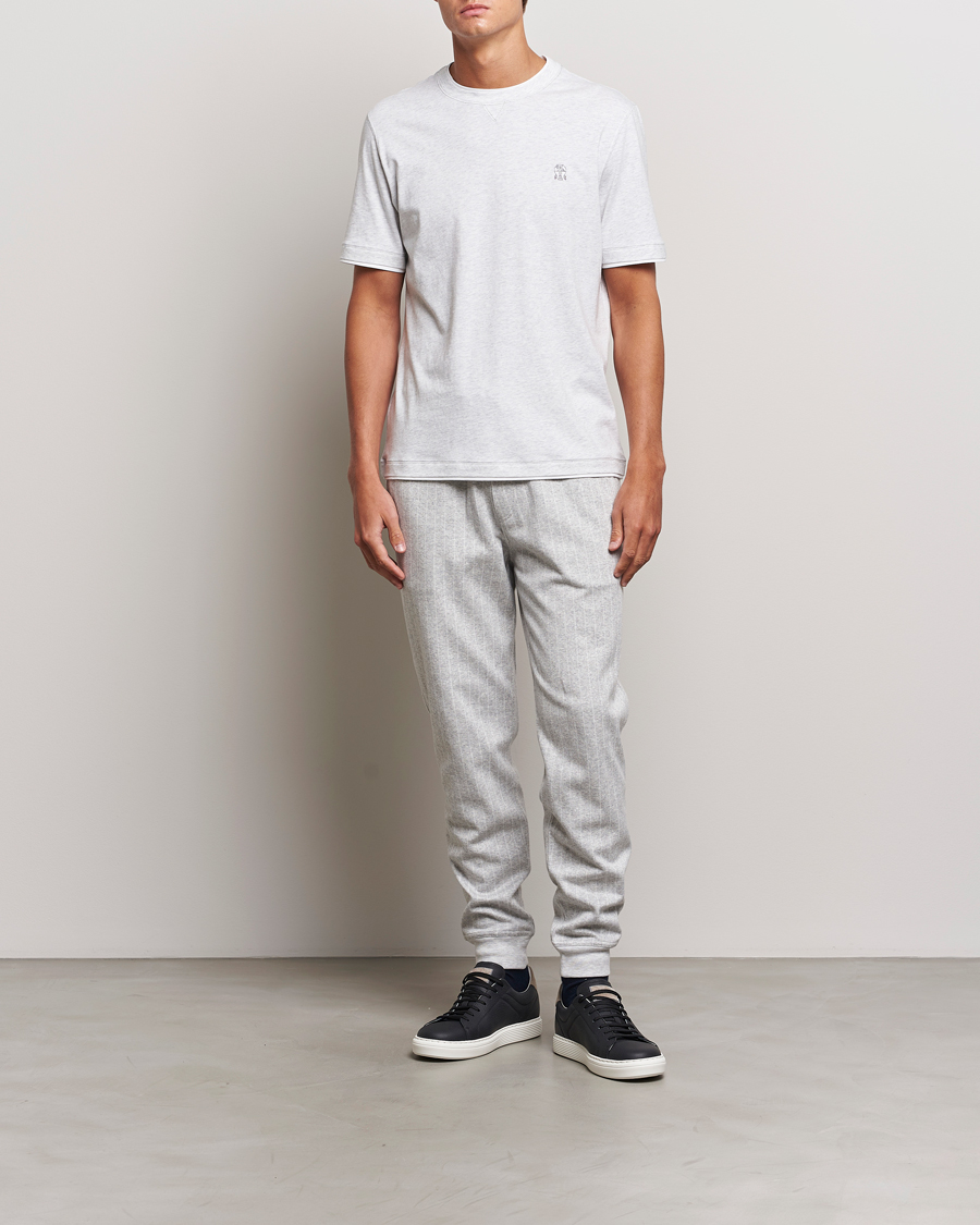 Men | T-Shirts | Brunello Cucinelli | Short Sleeve Logo T-Shirt Light Grey