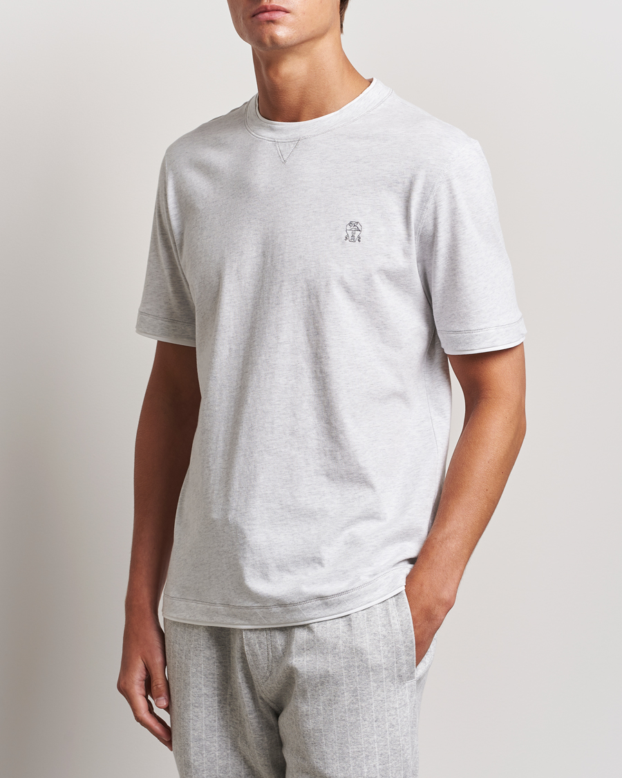 Men | T-Shirts | Brunello Cucinelli | Short Sleeve Logo T-Shirt Light Grey