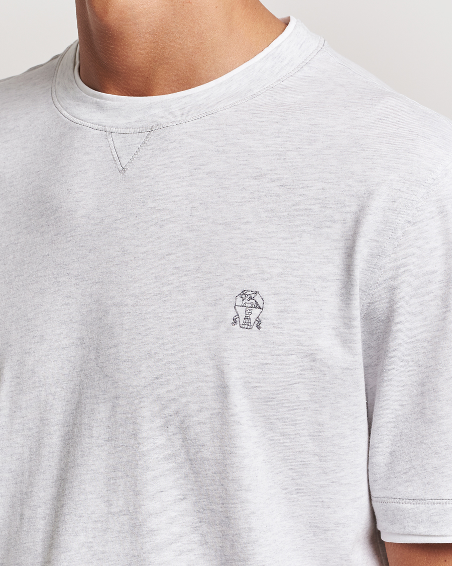 Men | T-Shirts | Brunello Cucinelli | Short Sleeve Logo T-Shirt Light Grey