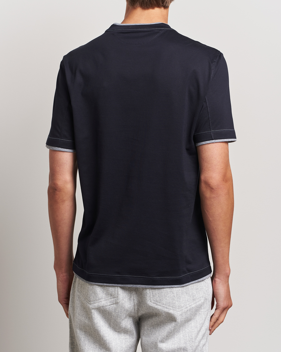 Men | T-Shirts | Brunello Cucinelli | Short Sleeve Logo T-Shirt Navy
