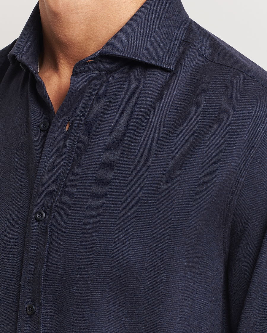 Men | Shirts | Brunello Cucinelli | Slim Fit Flannel Shirt Navy