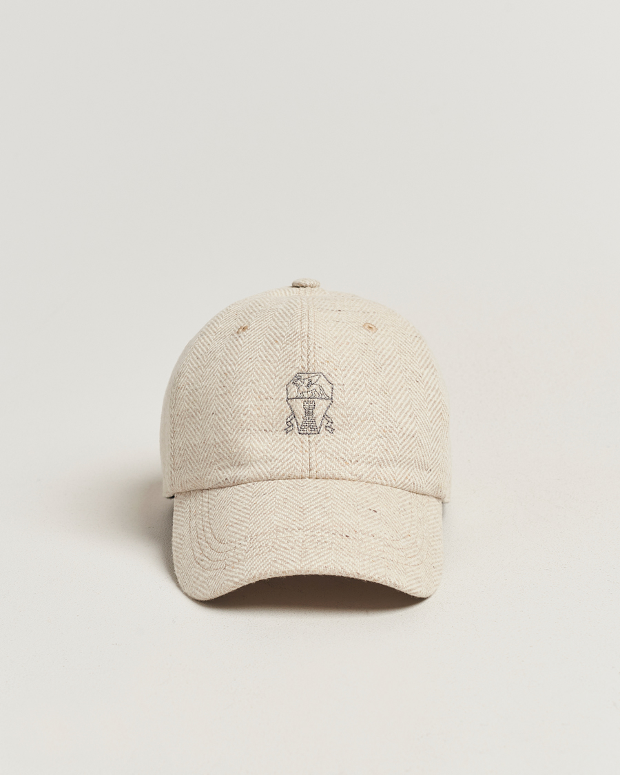 Men | Brunello Cucinelli Herringbone Flannel Cap Light Beige | Brunello Cucinelli | Herringbone Flannel Cap Light Beige