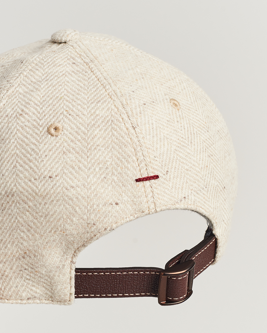 Men | Brunello Cucinelli Herringbone Flannel Cap Light Beige | Brunello Cucinelli | Herringbone Flannel Cap Light Beige