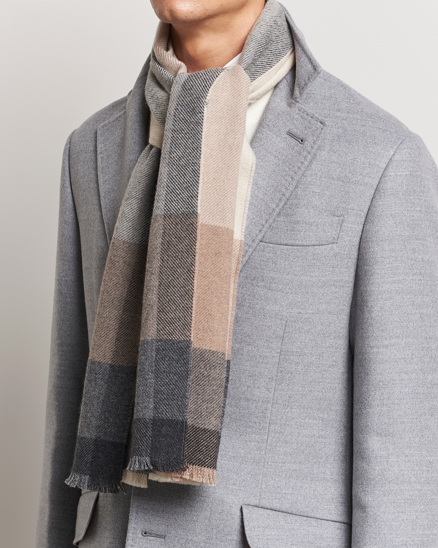 Men | Brunello Cucinelli Wool/Cashmere Scarf Grey/Beige | Brunello Cucinelli | Wool/Cashmere Scarf Grey/Beige