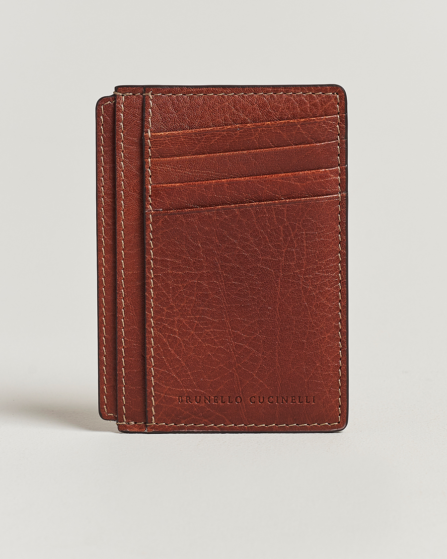 Men | Brunello Cucinelli Grain Leather Cardholder Cognac | Brunello Cucinelli | Grain Leather Cardholder Cognac