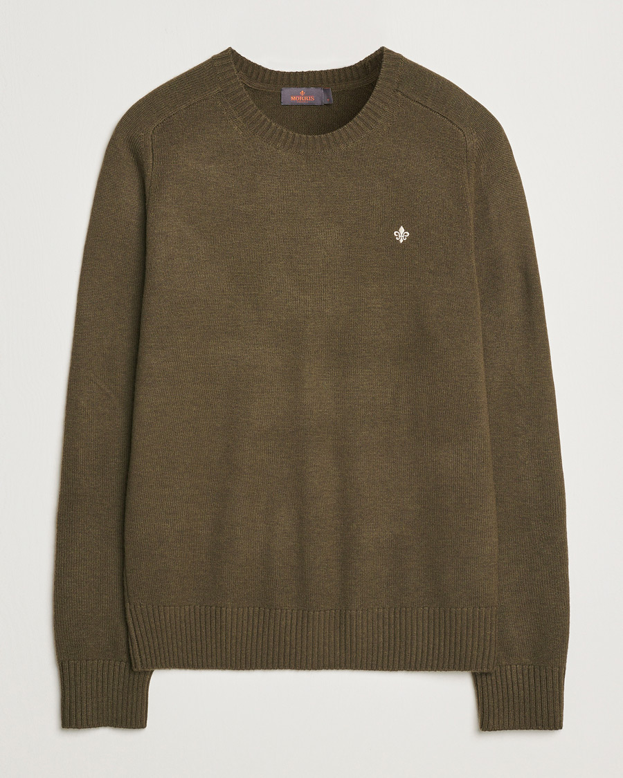 Men | Sweaters & Knitwear | Morris | Hertford Merino Crew Neck Olive