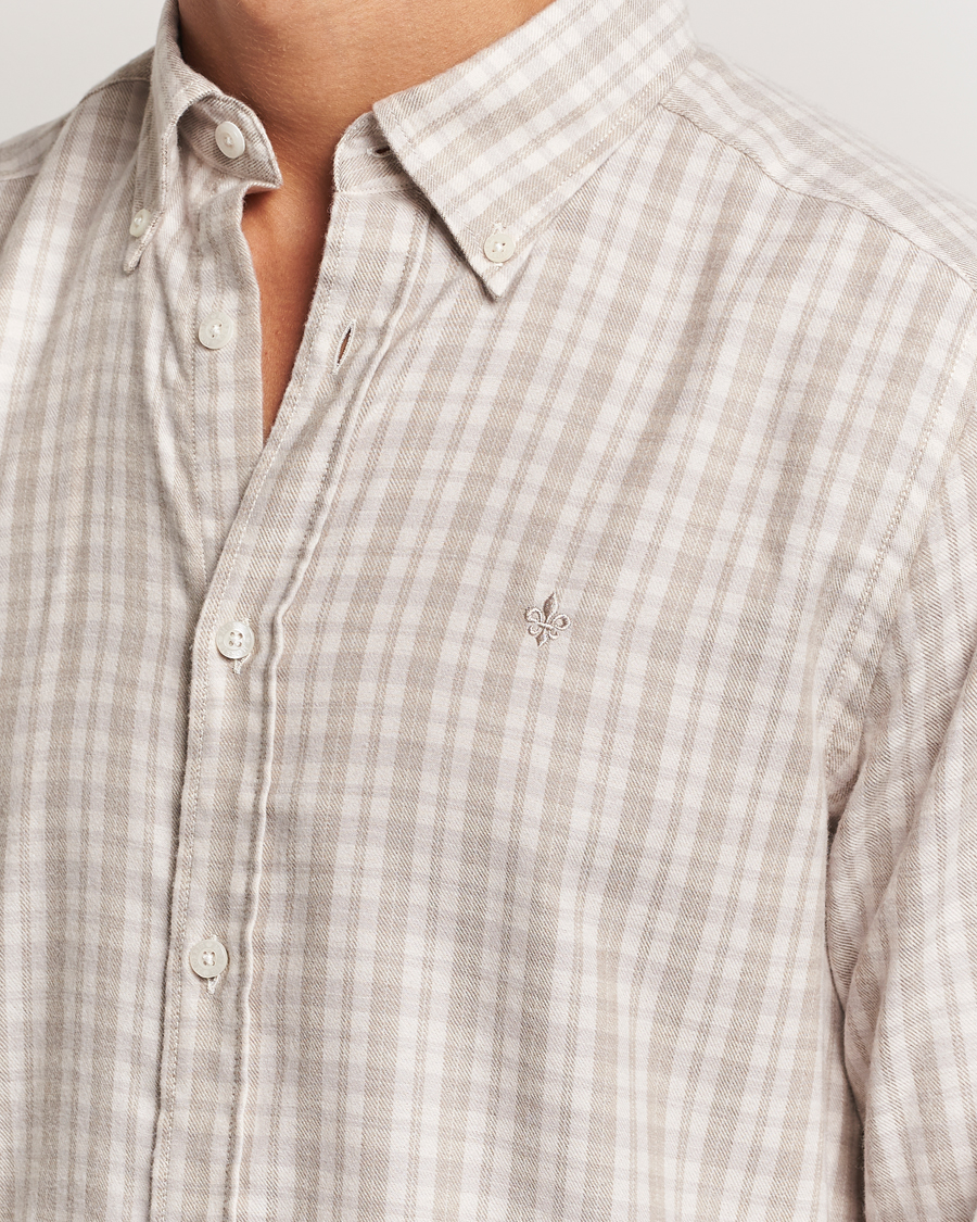 Men | Shirts | Morris | Soft Check Flannel Shirt Khaki