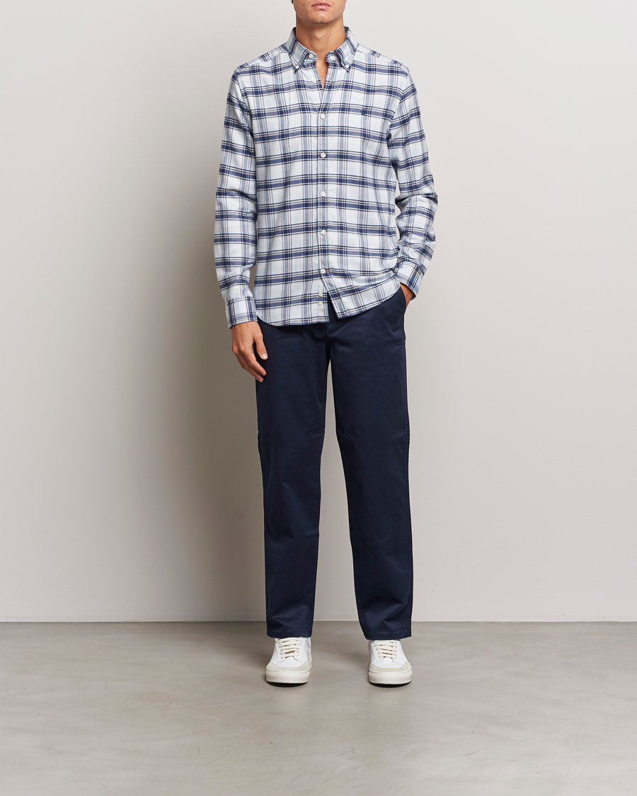Men | Shirts | Morris | Soft Check Flannel Shirt Blue