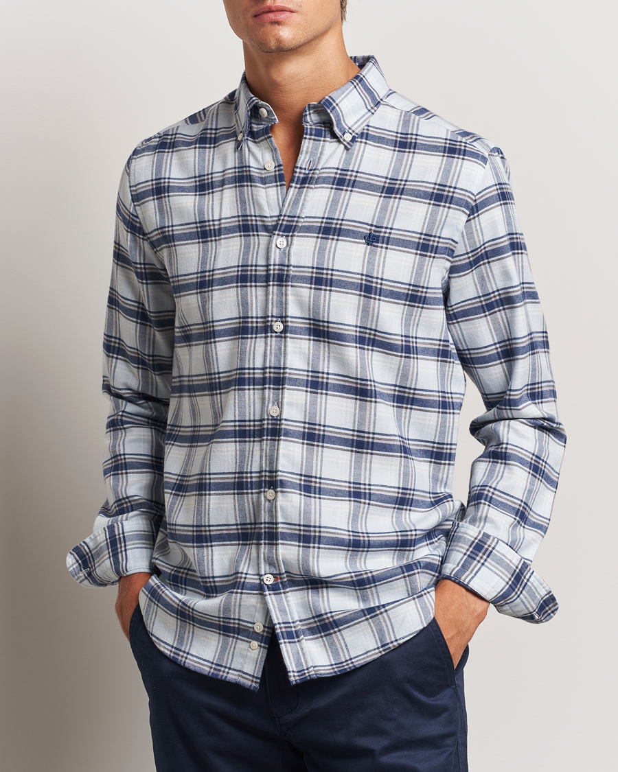 Men | Shirts | Morris | Soft Check Flannel Shirt Blue