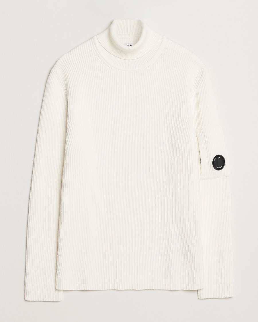 Men | Sweaters & Knitwear | C.P. Company | Full Rib Knitted Cotton Rollneck Off White