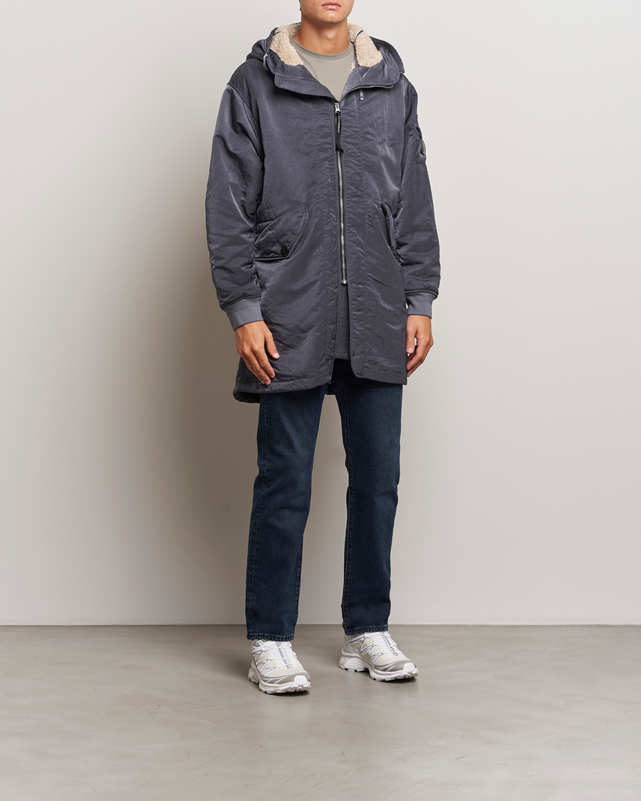 C.P. Company Nylon B Sherpa Lined Parka Grey at CareOfCarl.com