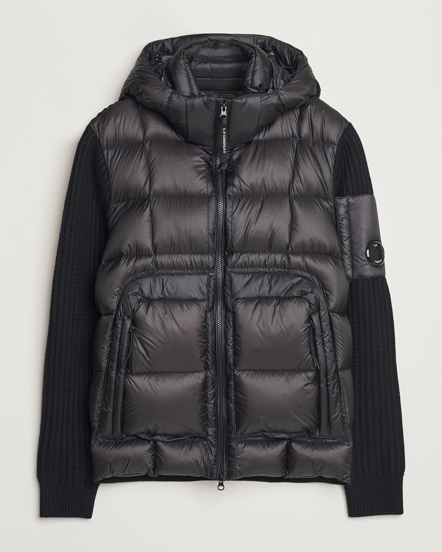 Men | Coats & Jackets | C.P. Company | Merino Wool Padded Hybrid Hood Jacket Black