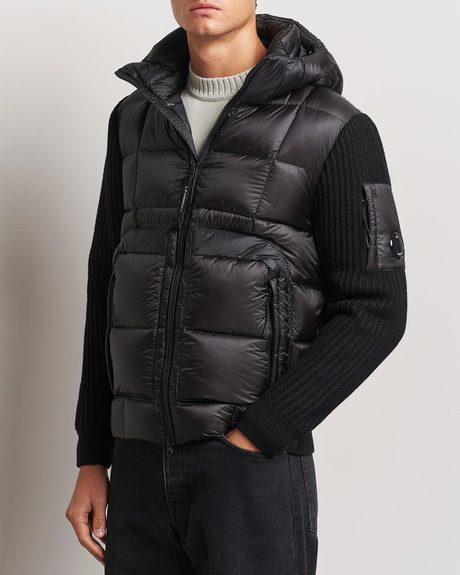 Men | Coats & Jackets | C.P. Company | Merino Wool Padded Hybrid Hood Jacket Black