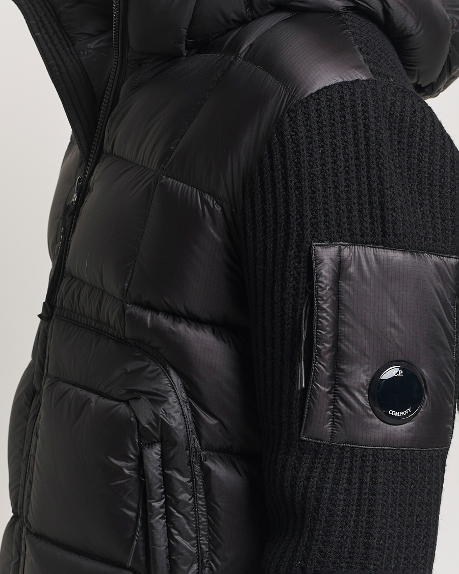 Men | Coats & Jackets | C.P. Company | Merino Wool Padded Hybrid Hood Jacket Black