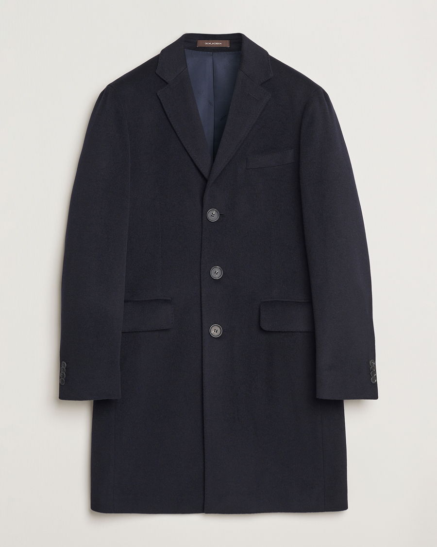 Men | Coats & Jackets | Oscar Jacobson | Sylar Wool/Cashmere Coat Navy