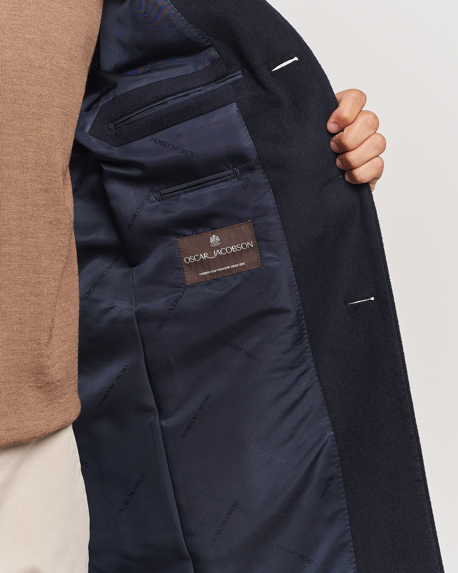 Men | Coats & Jackets | Oscar Jacobson | Sylar Wool/Cashmere Coat Navy