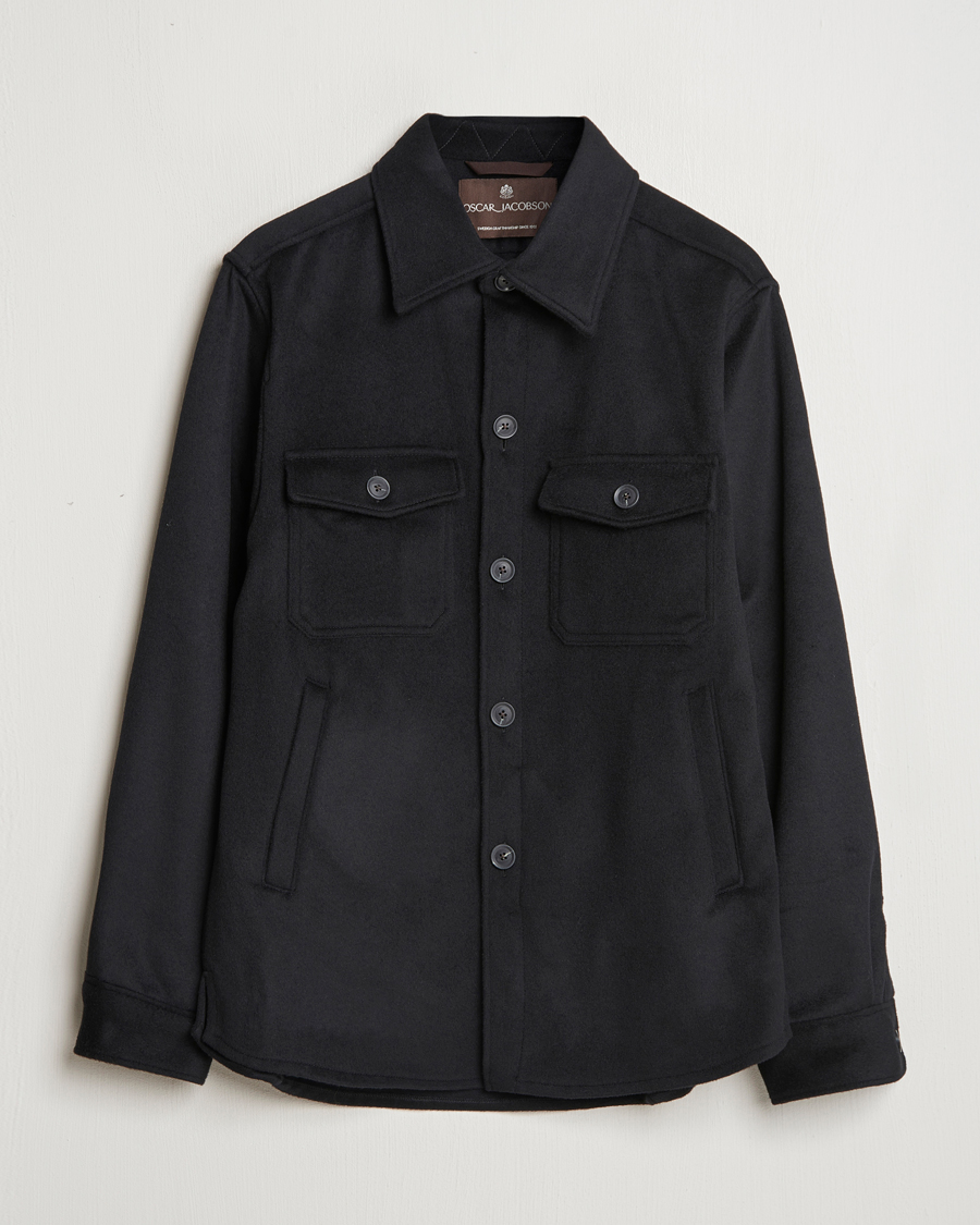 Men | Coats & Jackets | Oscar Jacobson | Maverick Wool/Cashmere Shirt Jacket Black