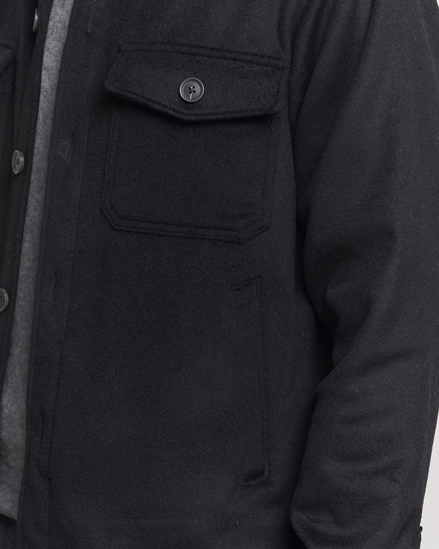 Men | Coats & Jackets | Oscar Jacobson | Maverick Wool/Cashmere Shirt Jacket Black