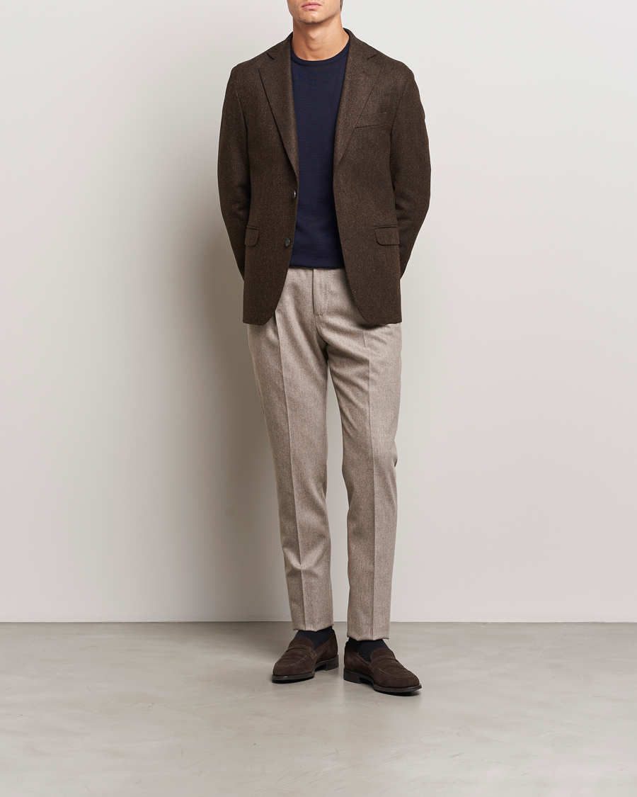 Men | Blazers | Oscar Jacobson | Fogerty Moon Herringbone Tweed Blazer Brown