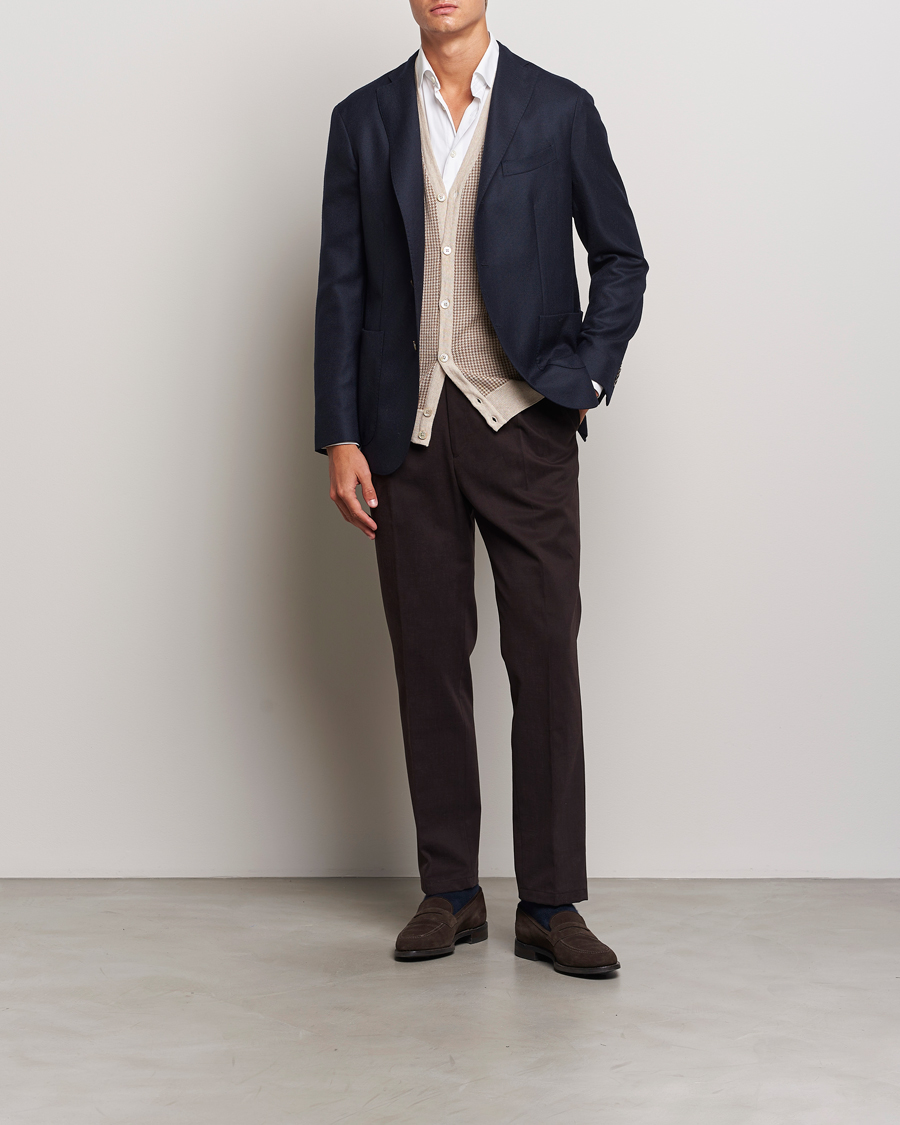 Men | Trousers | Oscar Jacobson | Delon Brushed Cotton Trousers Brown