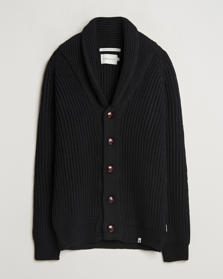 Men | Sweaters & Knitwear | Peregrine | Wilkinson Ribbed Wool Cardigan Black