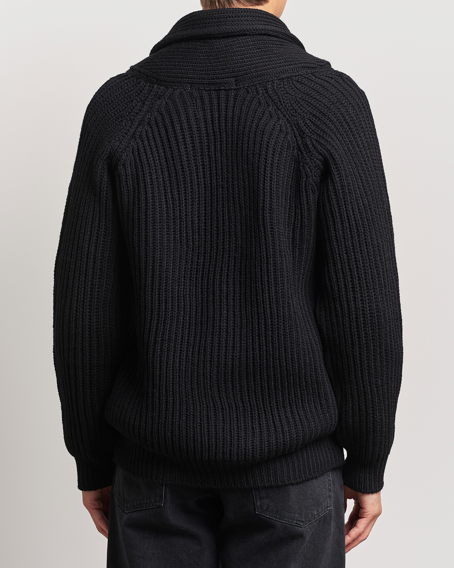 Men | Sweaters & Knitwear | Peregrine | Wilkinson Ribbed Wool Cardigan Black