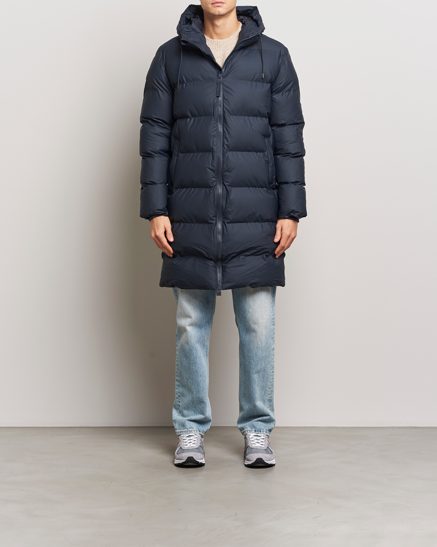 Men | Coats & Jackets | RAINS | Alta Long Puffer Parka Navy