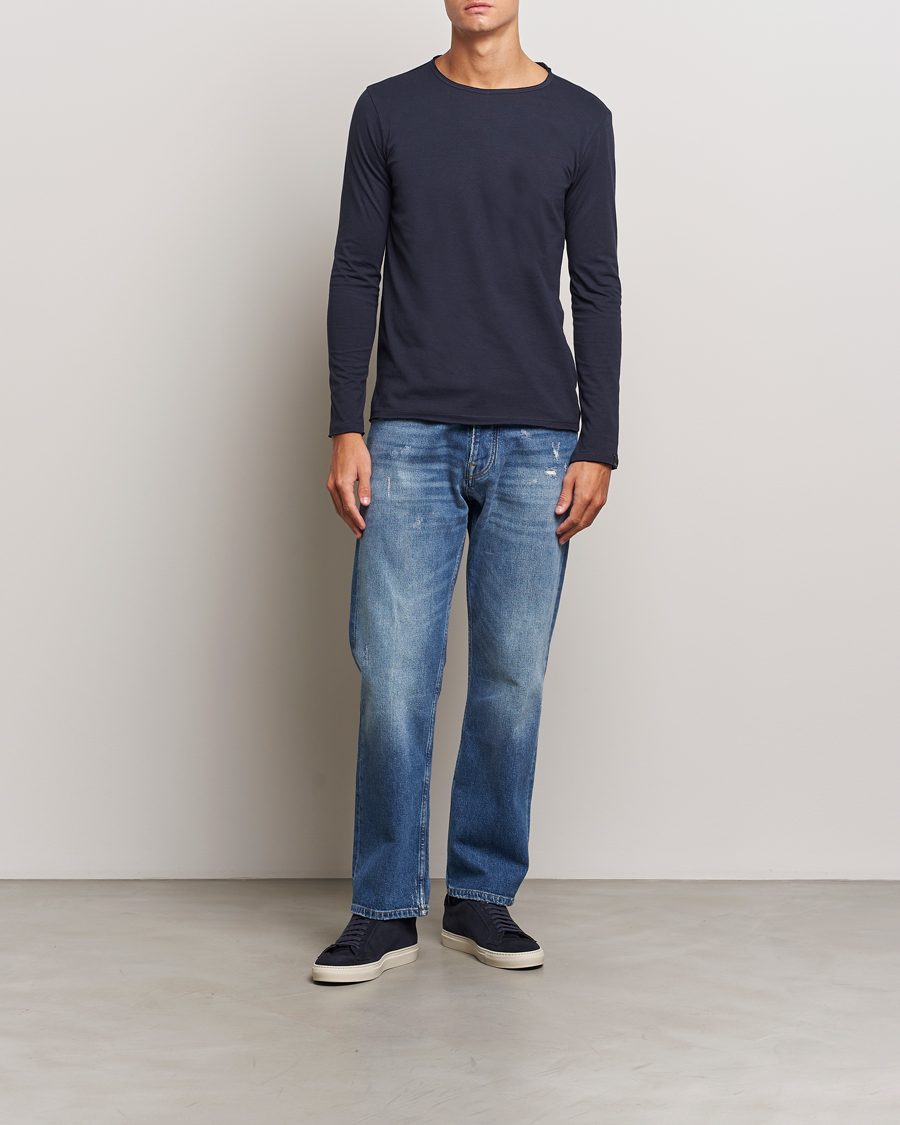 Men | T-Shirts | Replay | Crew Neck Long Sleeve T-Shirt Night Blue