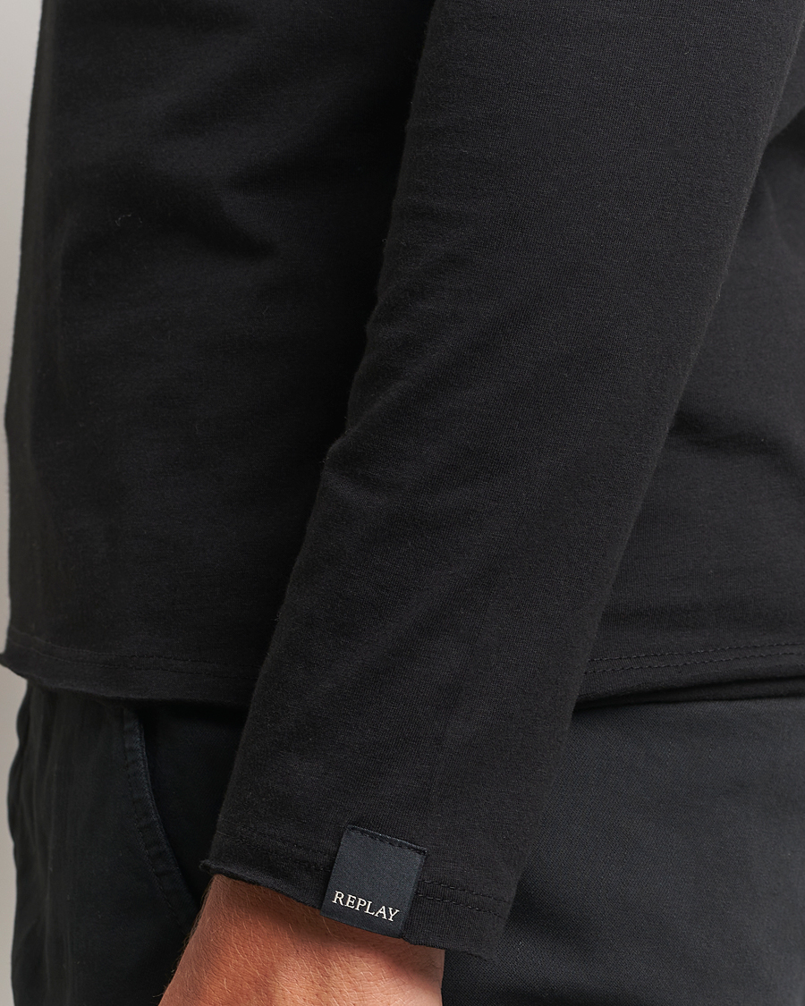 Men | T-Shirts | Replay | Crew Neck Long Sleeve T-Shirt Black