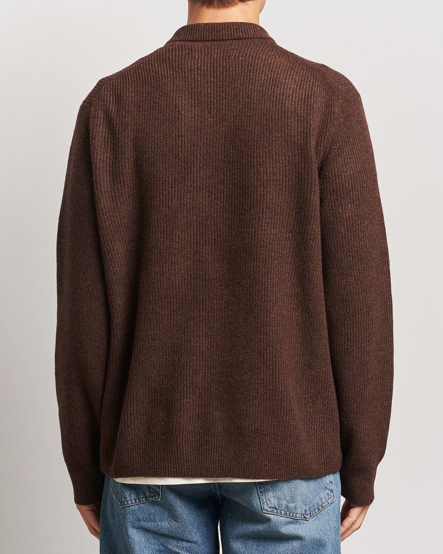 Men | Sweaters & Knitwear | Samsøe Samsøe | Saisaks Half Zip Polo Chocolate Brown