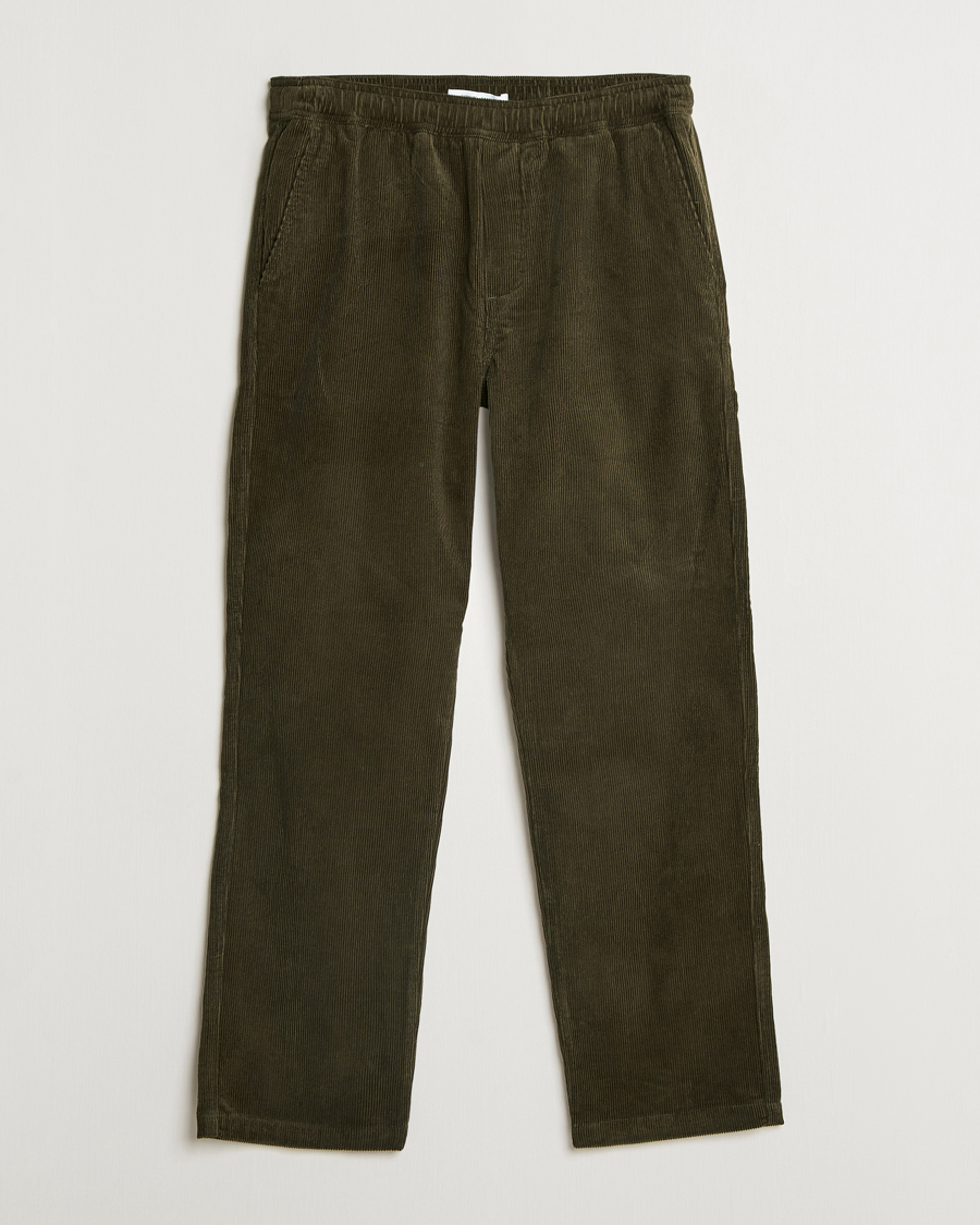 Men | Trousers | Samsøe Samsøe | Jabari Corduroy Drawstring Trousers Forest Night