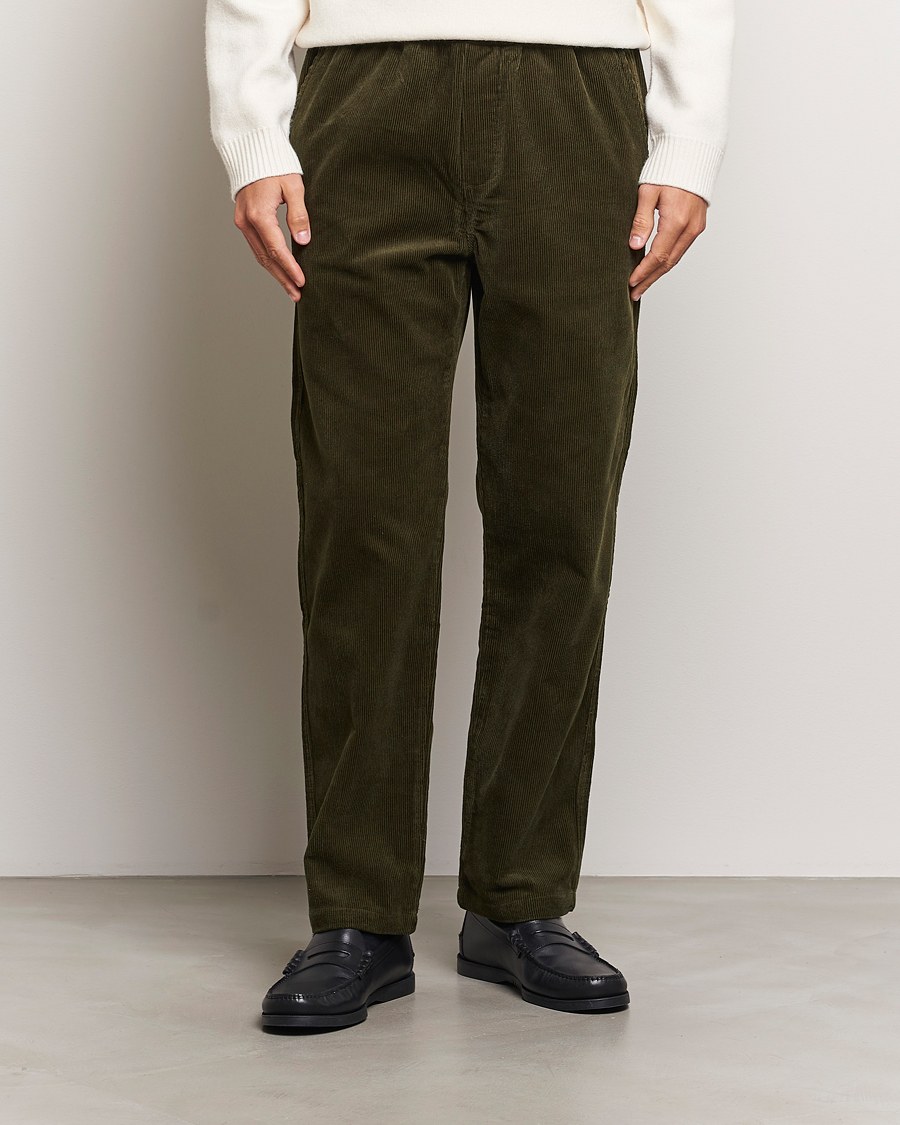 Men | Trousers | Samsøe Samsøe | Jabari Corduroy Drawstring Trousers Forest Night