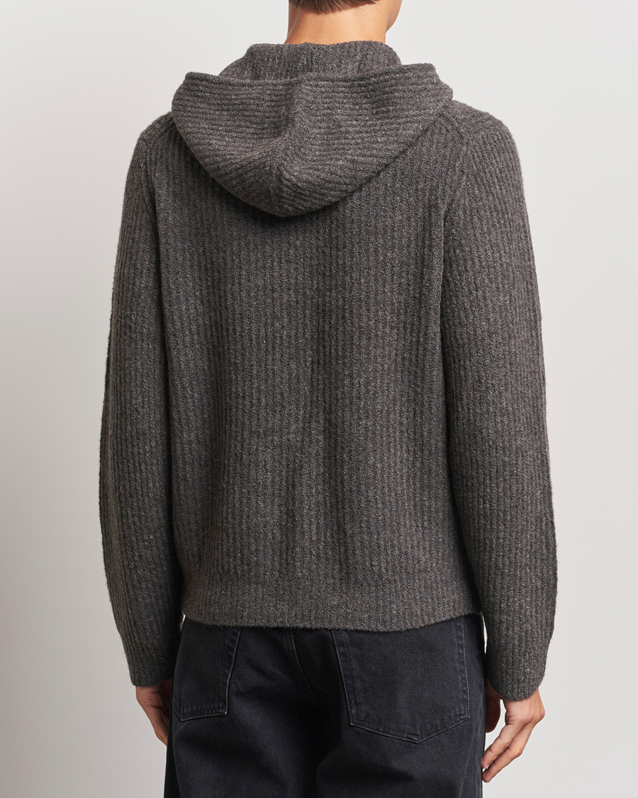 Men | Sweaters & Knitwear | Samsøe Samsøe | Koji Rib Knitted Hooded Full Zip Volcanic Ash