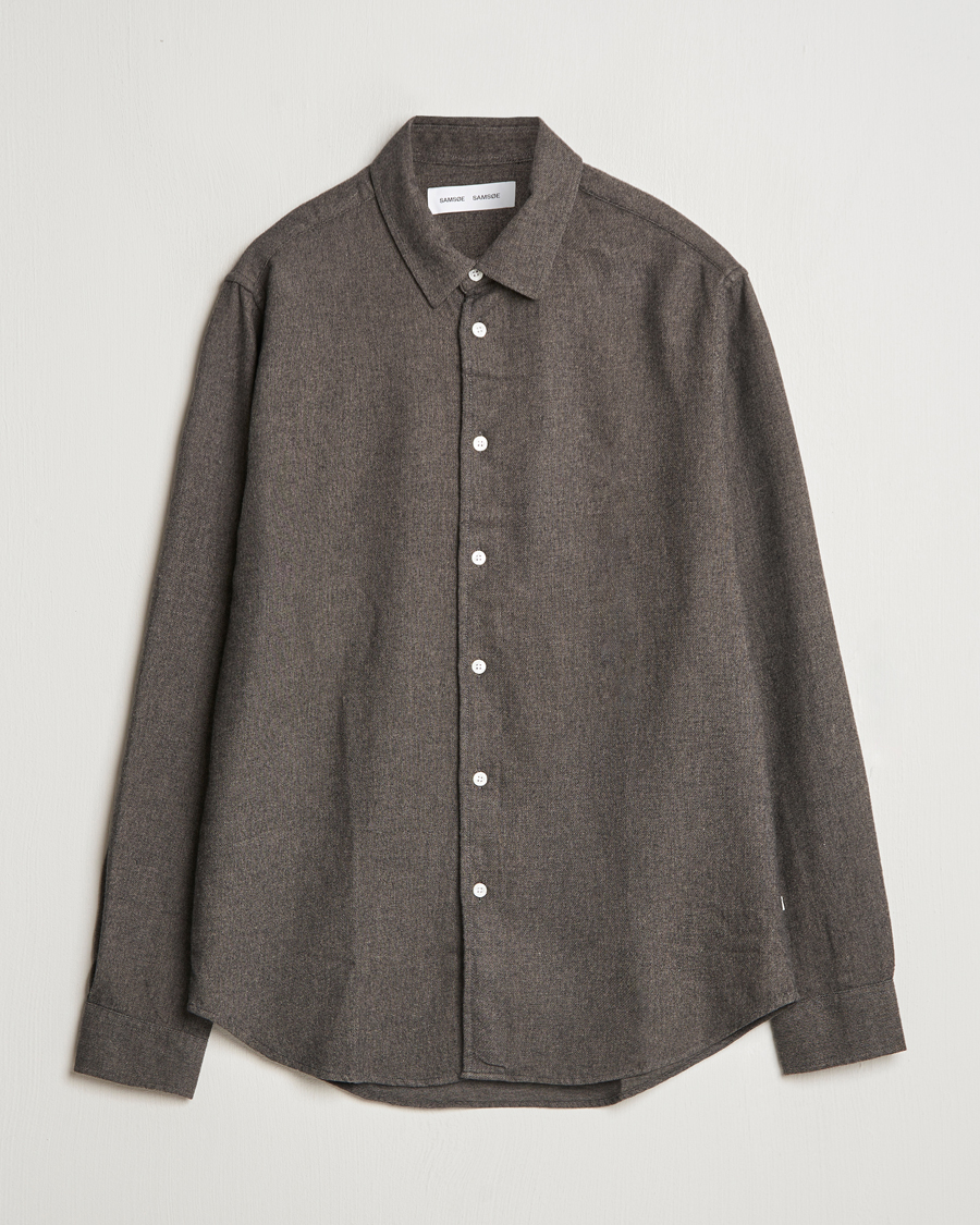 Men | Shirts | Samsøe Samsøe | Liam Brushed Flannel Shirt Major Brown Melange