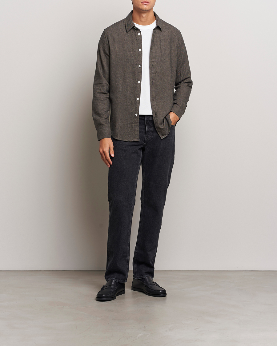 Men | Shirts | Samsøe Samsøe | Liam Brushed Flannel Shirt Major Brown Melange