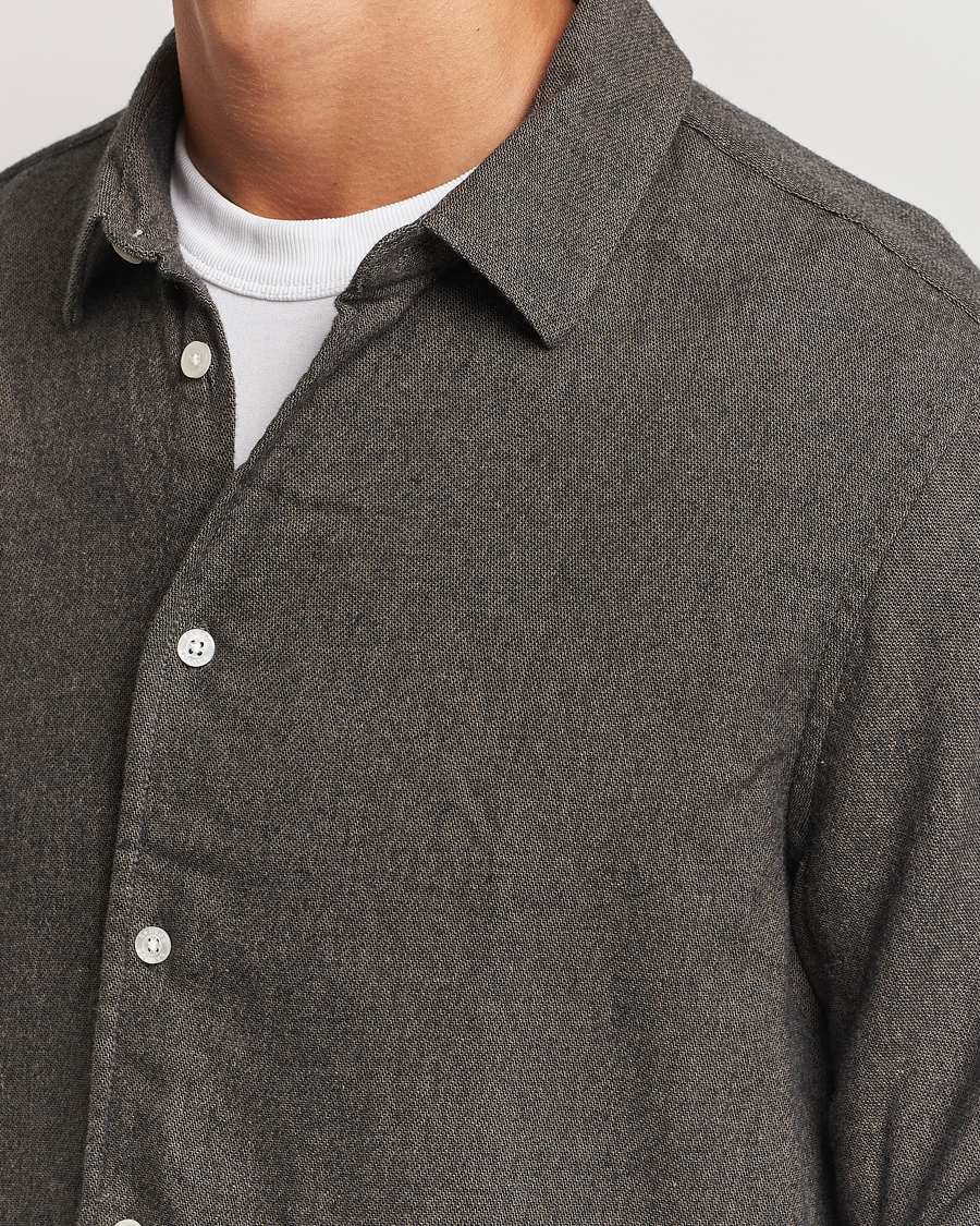 Men | Shirts | Samsøe Samsøe | Liam Brushed Flannel Shirt Major Brown Melange