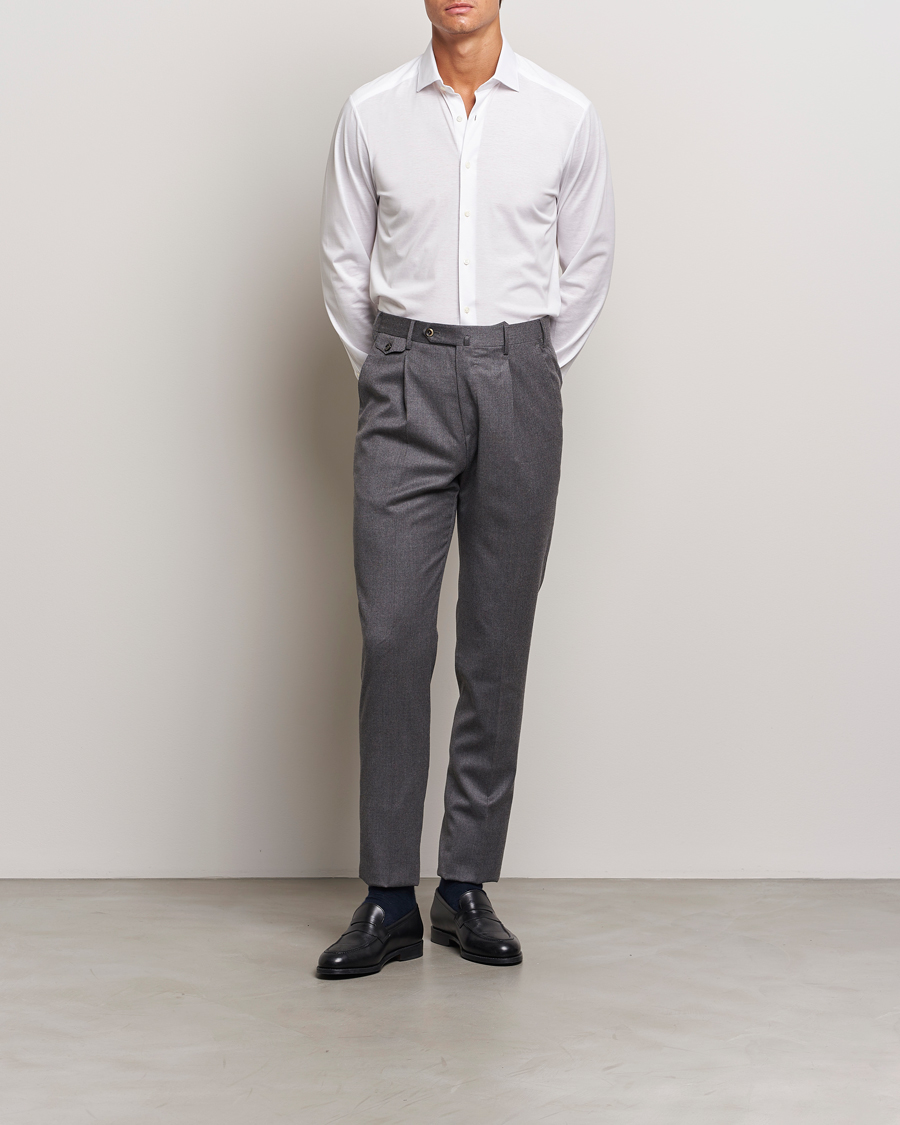 Men | Shirts | Stenströms | Slimline Stretch Jersey Shirt White