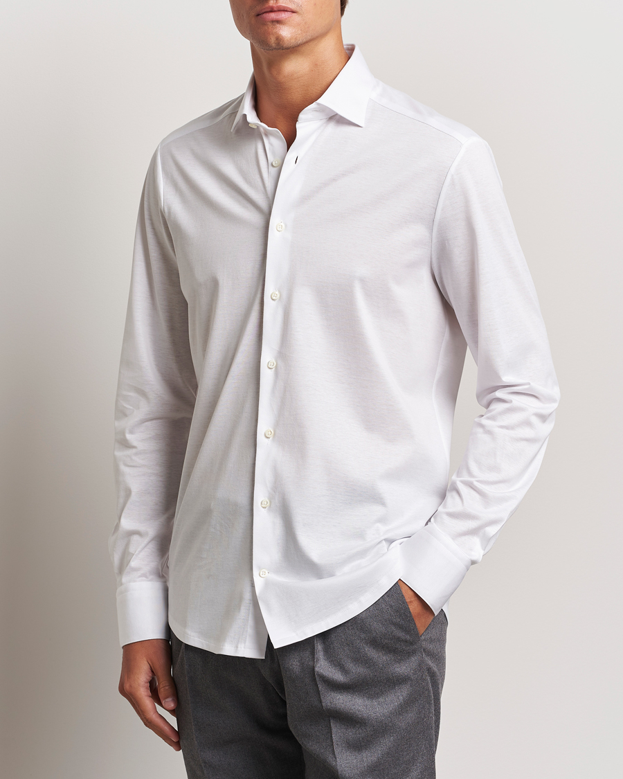 Men | Shirts | Stenströms | Slimline Stretch Jersey Shirt White