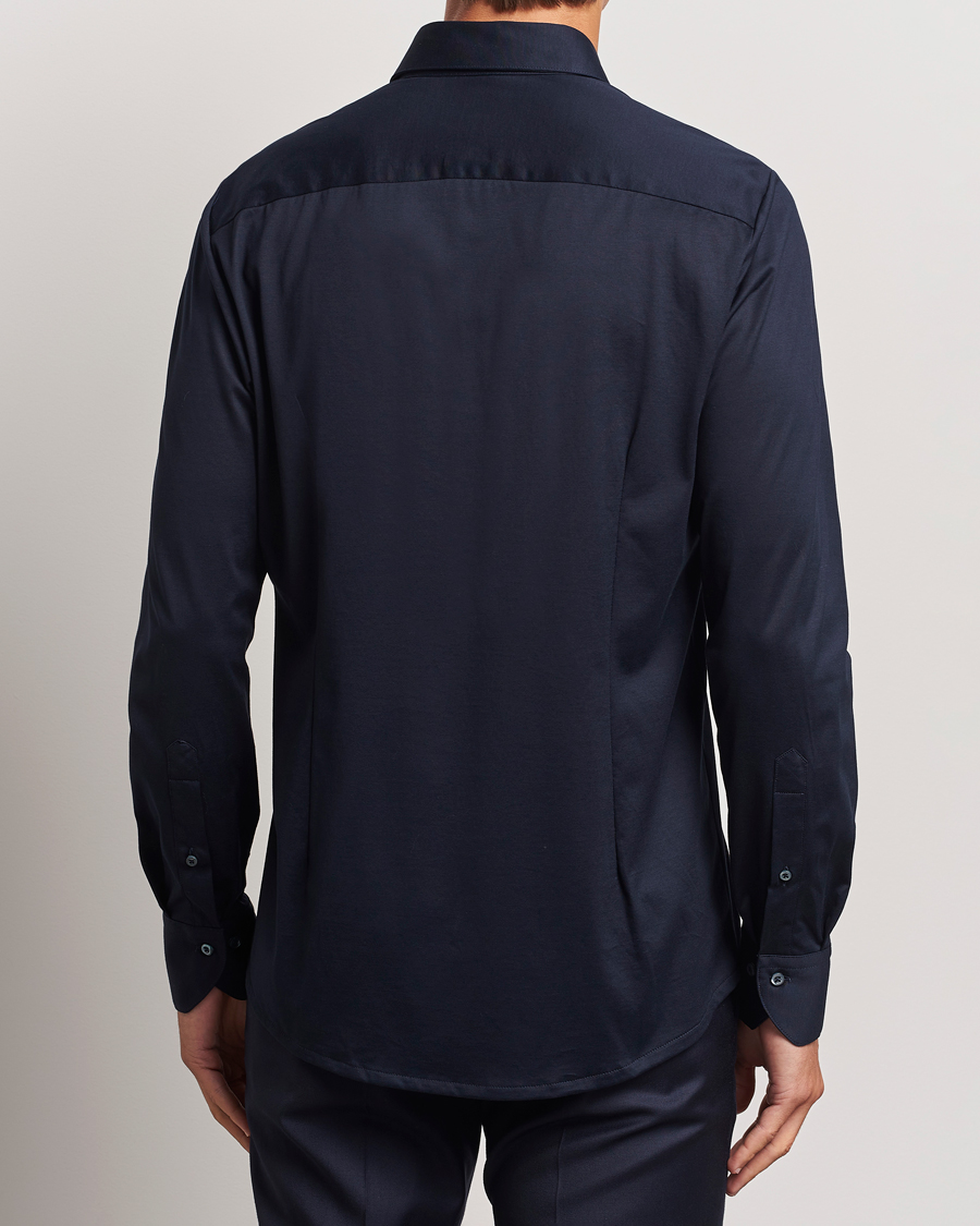 Men | Shirts | Stenströms | Slimline Stretch Jersey Shirt Navy