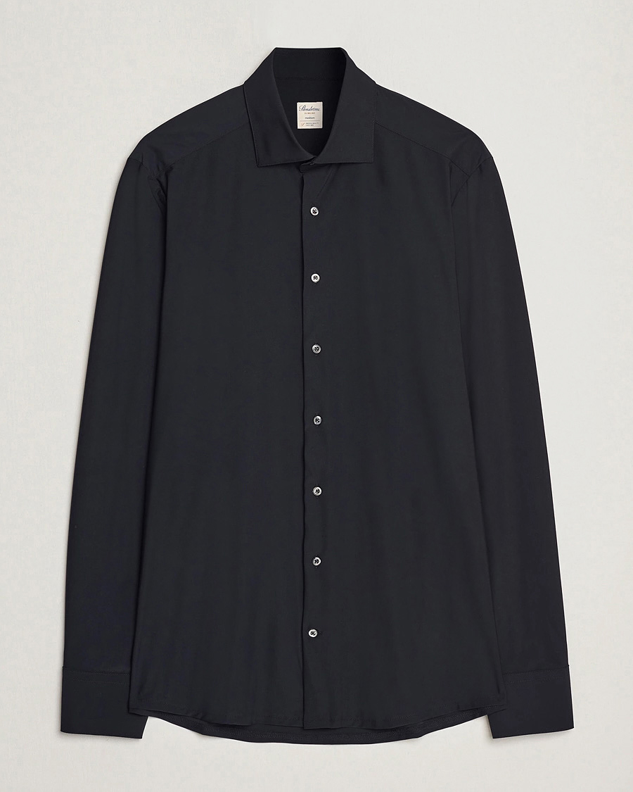 Men | Shirts | Stenströms | Slimline Stretch Jersey Shirt Black