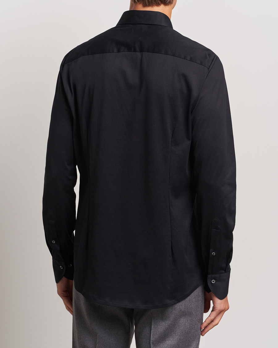 Men | Shirts | Stenströms | Slimline Stretch Jersey Shirt Black