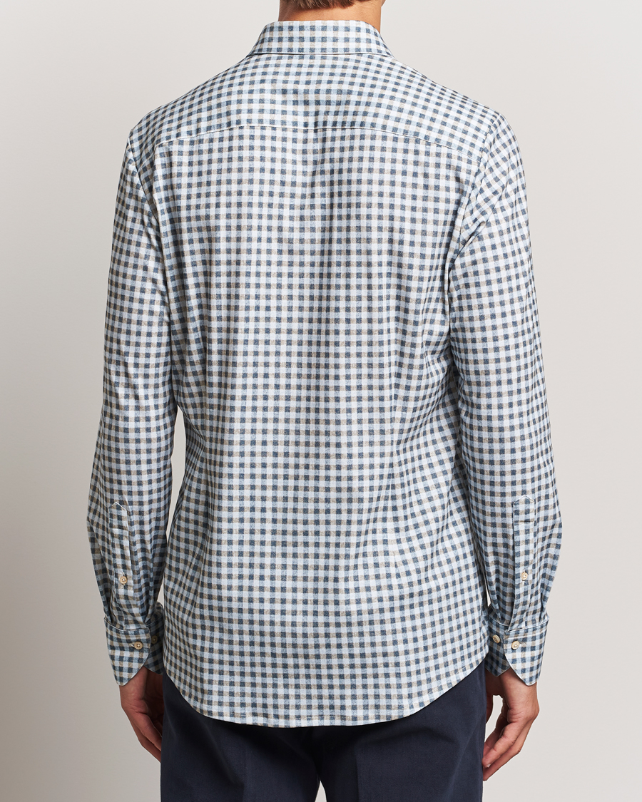 Men | Shirts | Stenströms | Slimline 4-Way Stretch Checked Shirt Blue