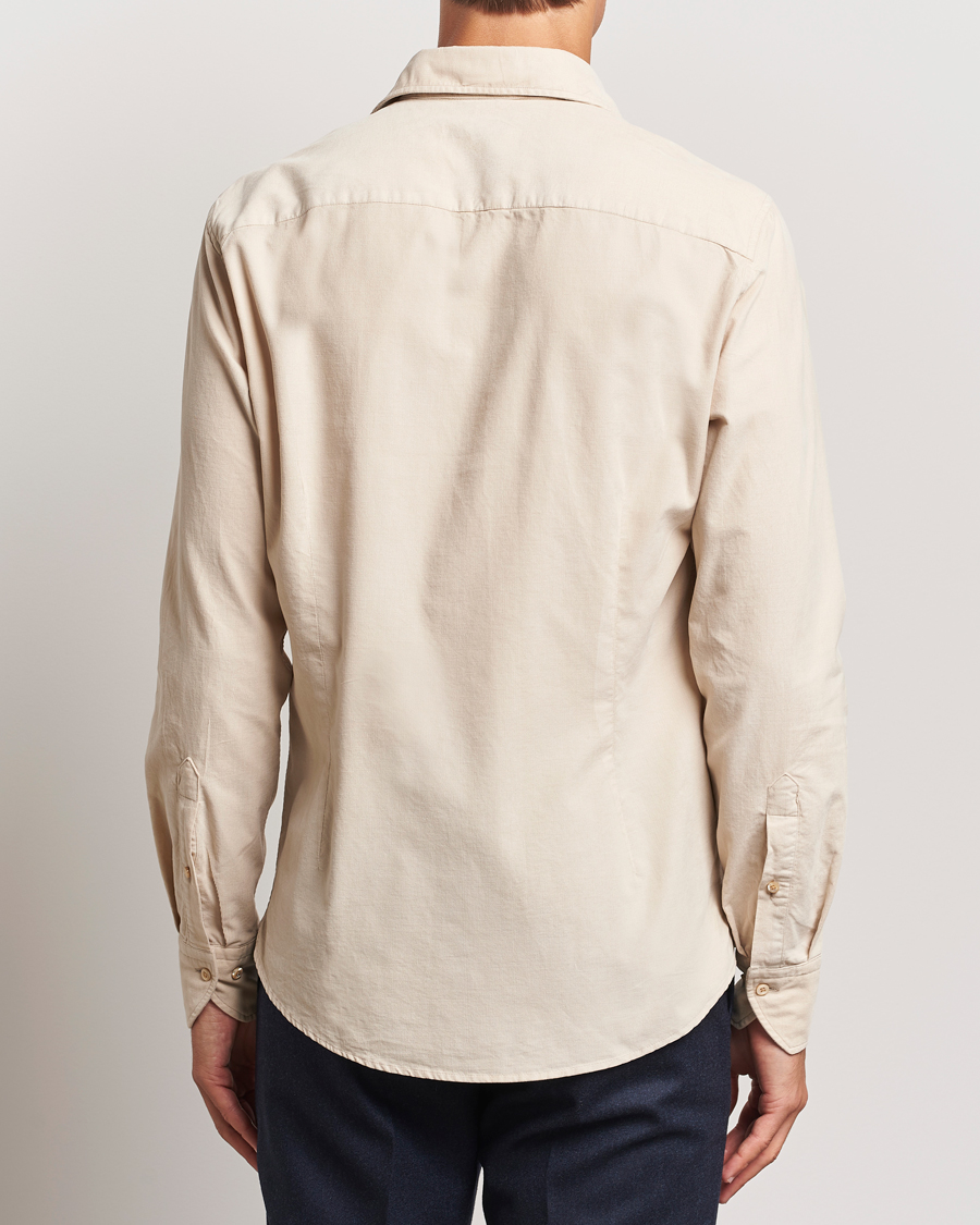 Men | Shirts | Stenströms | Slimline Cut Away Cord Shirt Beige