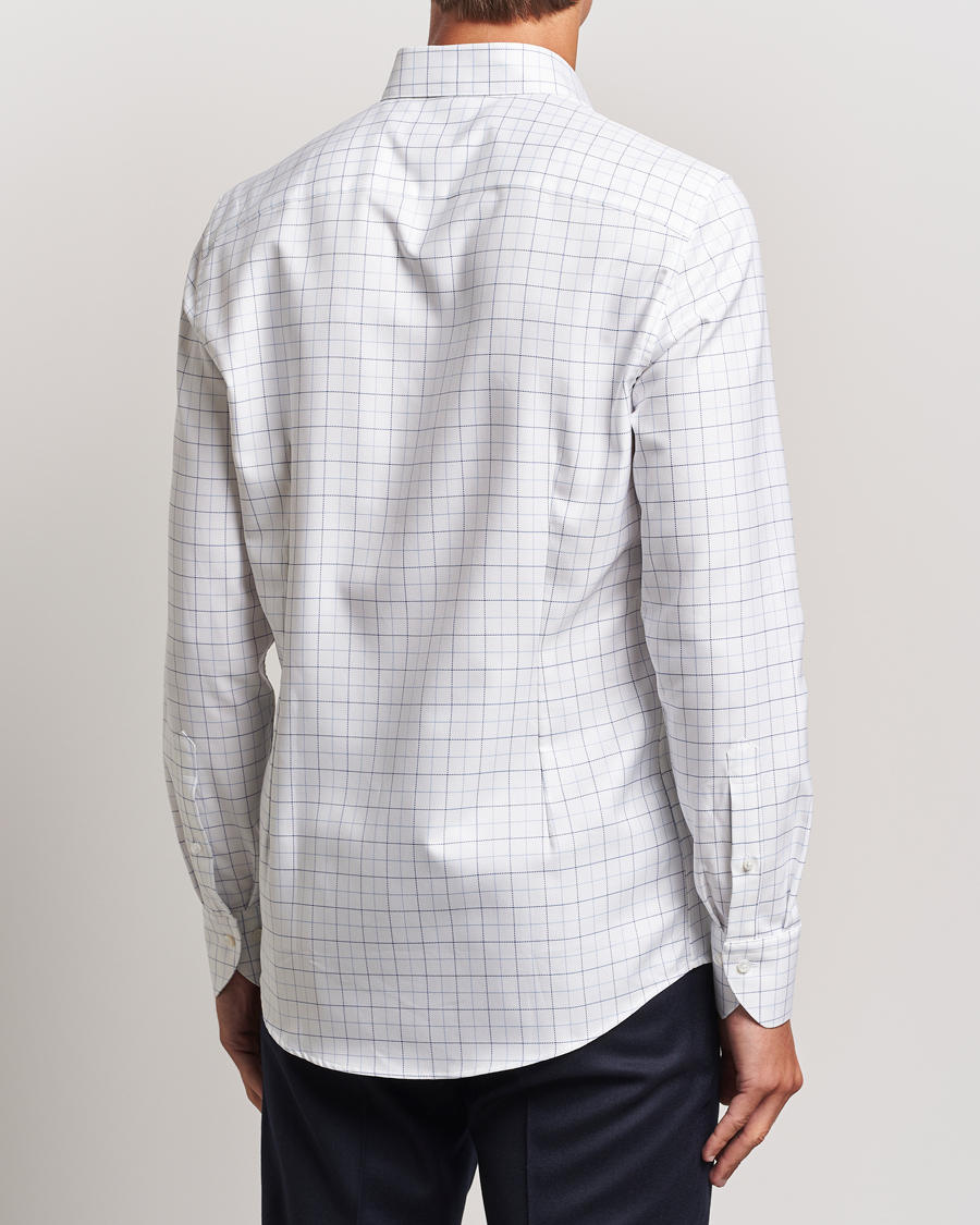 Men | Shirts | Stenströms | Slimline Checked Oxford Button Down Shirt White