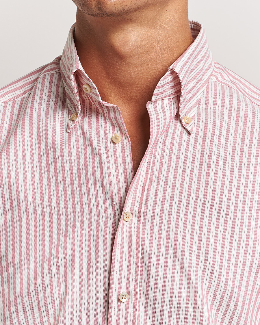 Men | Shirts | Stenströms | Slimline Vintage Stripe Oxford Shirt Red