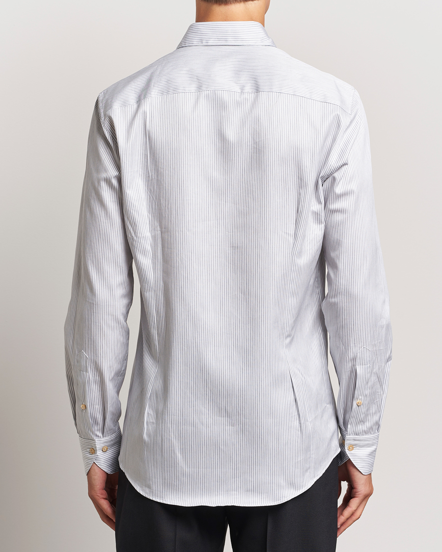 Men | Shirts | Stenströms | Slimline Melange Stripe Cut Away Shirt Grey