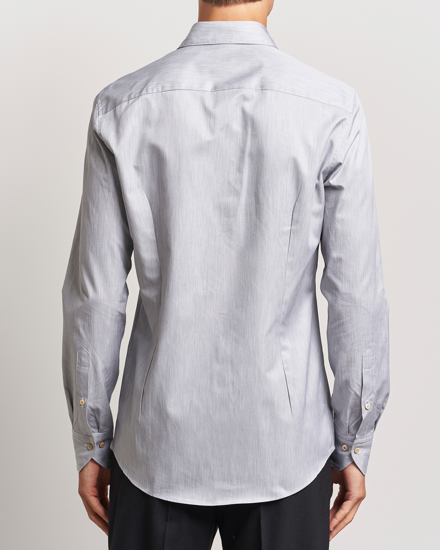 Men | Shirts | Stenströms | Slimline Twill Melange Cut Away Shirt Grey
