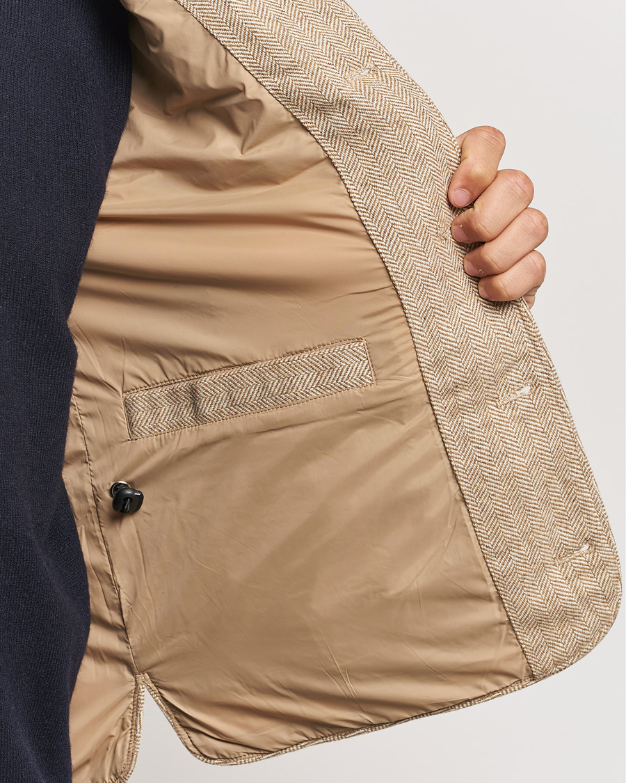 Men | Coats & Jackets | Stenströms | Padded Herringbone Wool Vest Brown