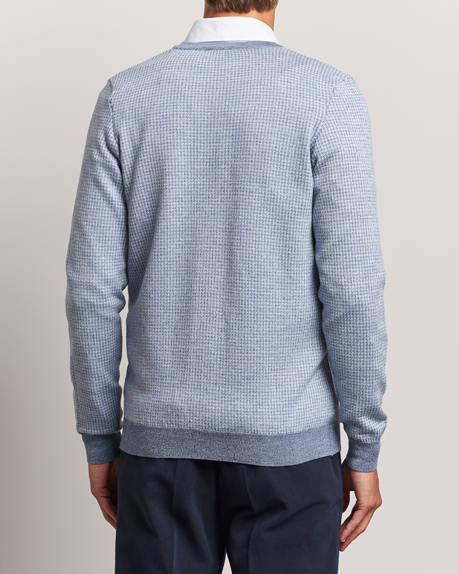 Men | Sweaters & Knitwear | Stenströms | Pepita Merino Wool Cardigan Navy