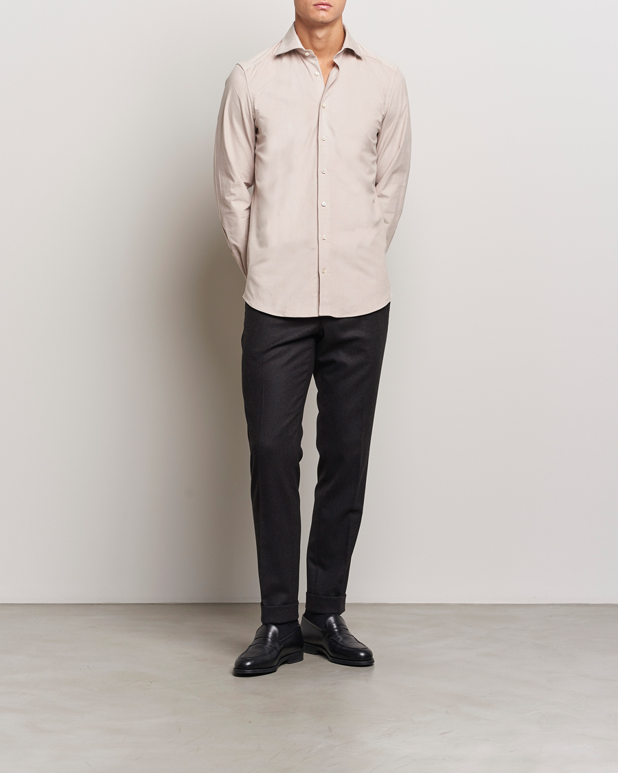 Men | Shirts | Stenströms | 1899 Velvet Baby Corduroy Shirt Beige